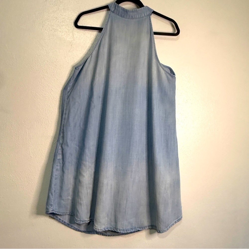 cloth & stone Light Blue Denim Halter Neck Blouse